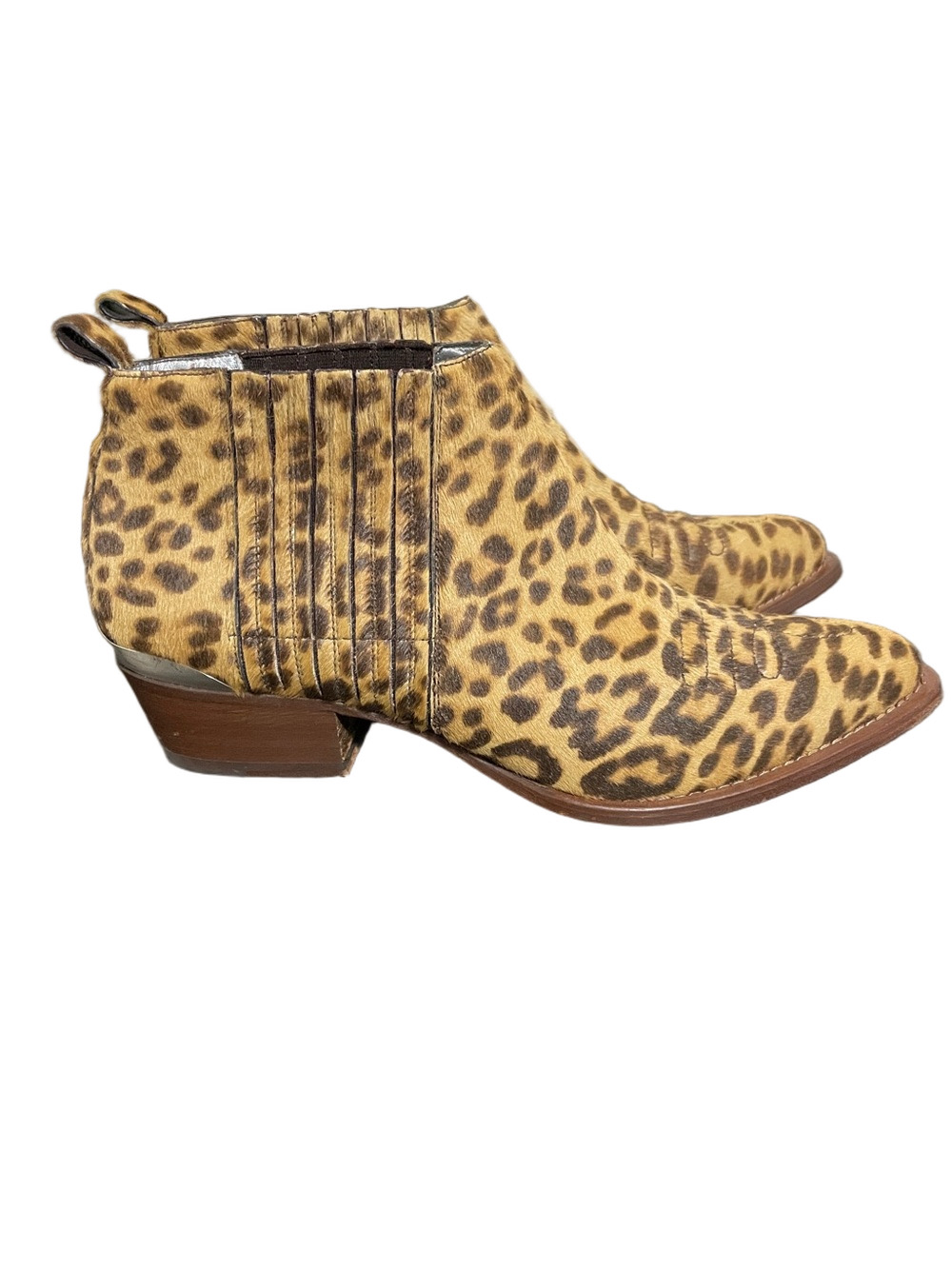 Buttero Cow Skin Leopard Print Ankle Boots Size 40